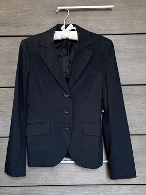 Express Design Studio Black Three-Button Fitted Blazer Size 2